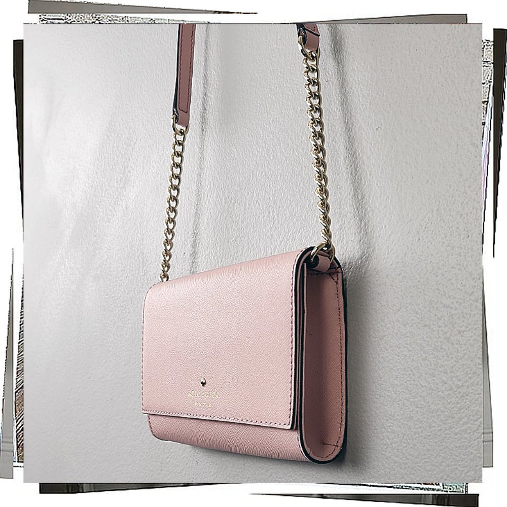 Soft Pink Mini Leather Crossbody Bag / Clutch (Removable Strap) by Kate Spade